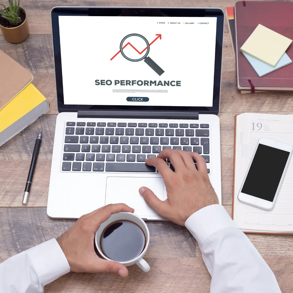 Man reviewing SEO growth and website performance data, representing affordable SEO packages for small businesses.