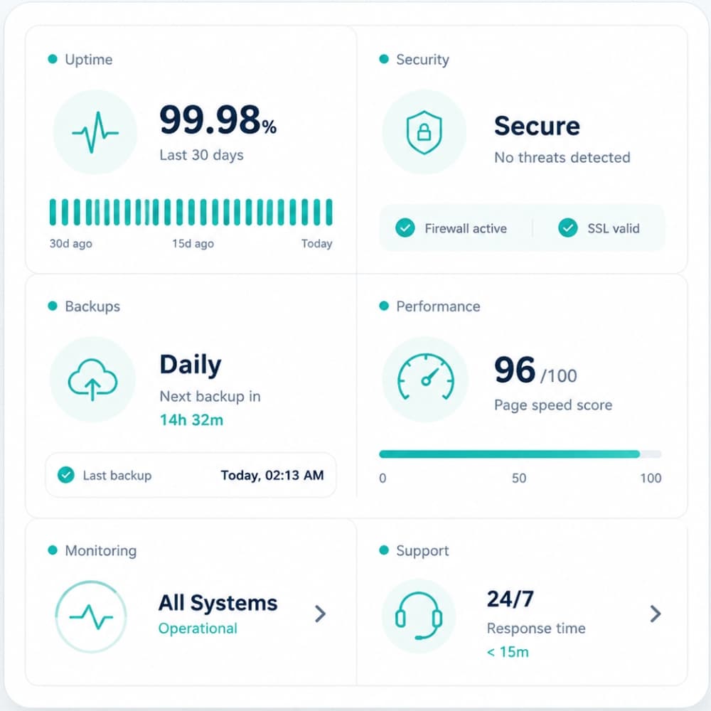 Dashboard for Small Business Website Management Services