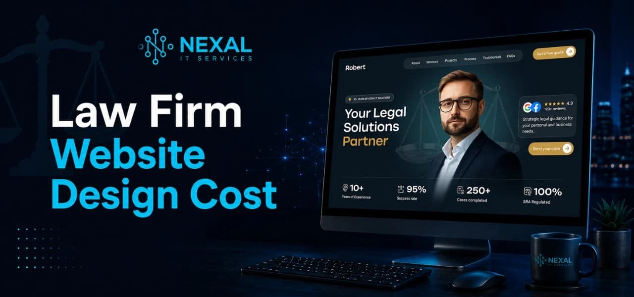 a banner showing law firm website design cost