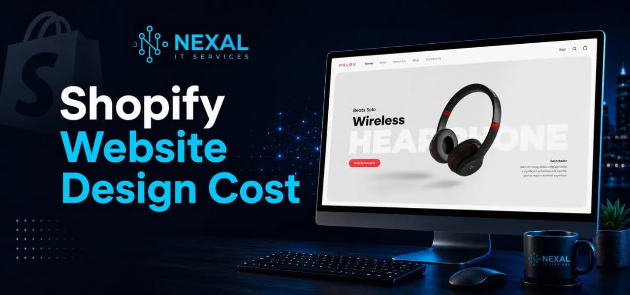 A banner showing shopify website cost